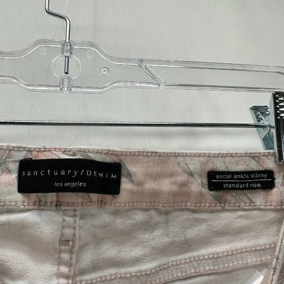 Sanctuary / Denim Jeans Sz 26 Social Ankle Skinny Cotton Blend Floral Light Pink - Picture 7 of 11